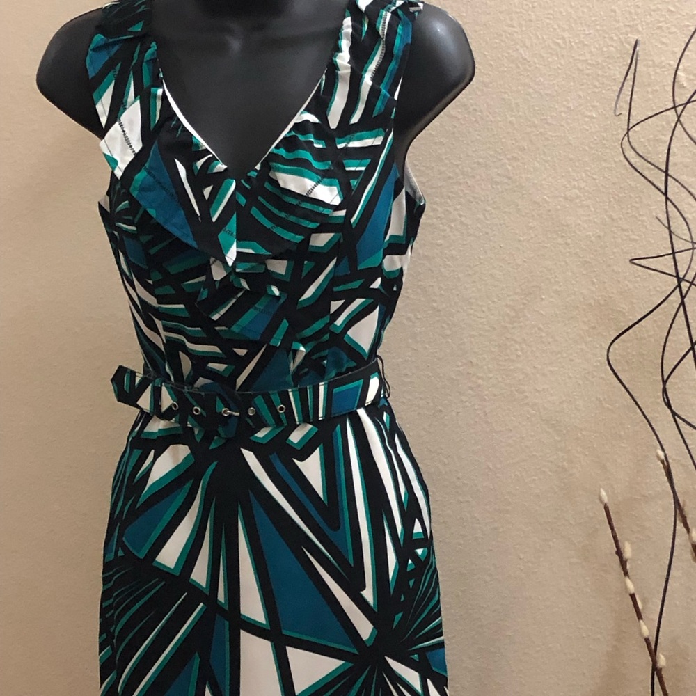 Banana Republic Belted MultiColor Dress. Preowned - Picture 2 of 5